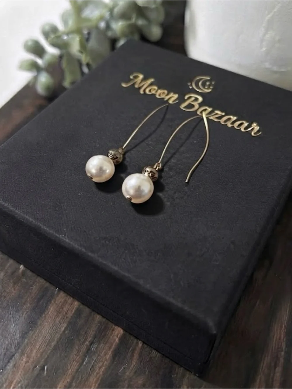 Faux Pearl Drop Earrings.